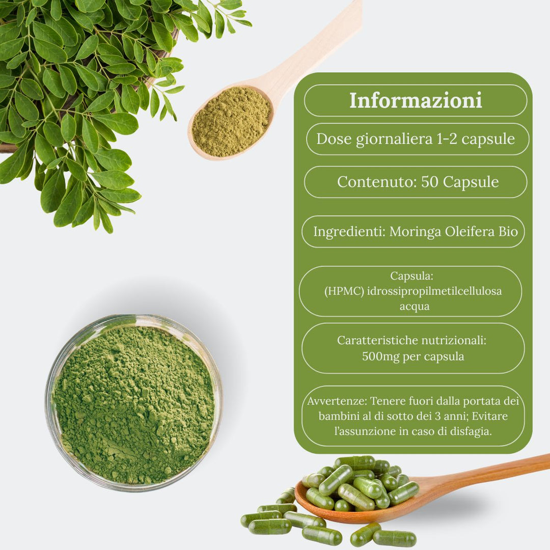 Moringa in Capsule - Oleifera Biologica | 50 Capsule